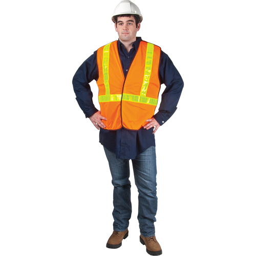 5-Point Tear-Away Traffic Safety Vest, High Visibility Orange, Medium, Polyester Pryde Industrial Inc.