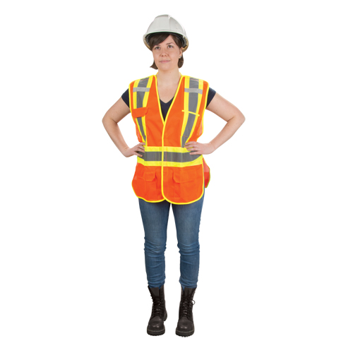 CSA Compliant High Visibility Surveyor Vest, High Visibility Orange, Medium, Polyester Pryde Industrial Inc.