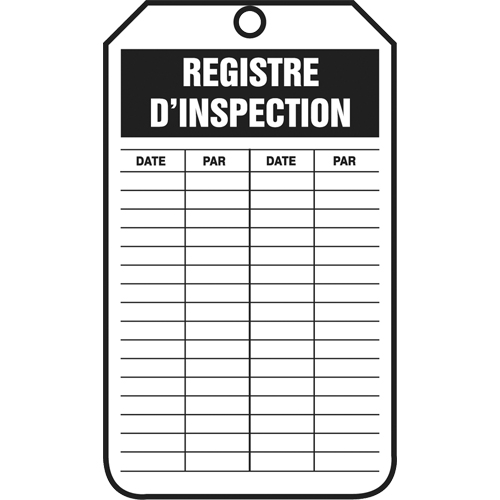 &eacute;tiquettes de s&eacute;curit&eacute; d'inspection et de contr&ocirc;le de l'&eacute;tat de l'&eacute;quipement, Papier cartonn&eacute;, 3-1/8" la x 5-7/8" h, Français Pryde Industrial Inc.