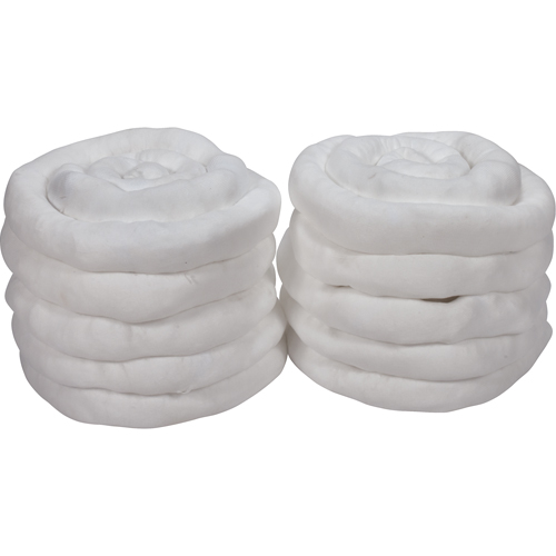 Remblais tubulaire absorbant, Huile seulement, Absorption 45 gal., 3" la x 10' lo, Pqt de 10 Pryde Industrial Inc.