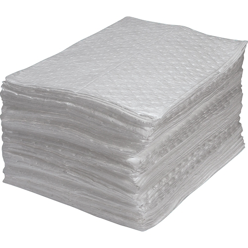 Feuilles absorbantes en fibres fines de premi&egrave;re qualit&eacute;, Huile seulement, 15" x 17", 30 gal. d'absorption Pryde Industrial Inc.