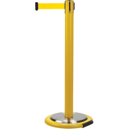 Free-Standing Crowd Control Barrier, Steel, 35" H, Yellow Tape, 7' Tape Length Pryde Industrial Inc.