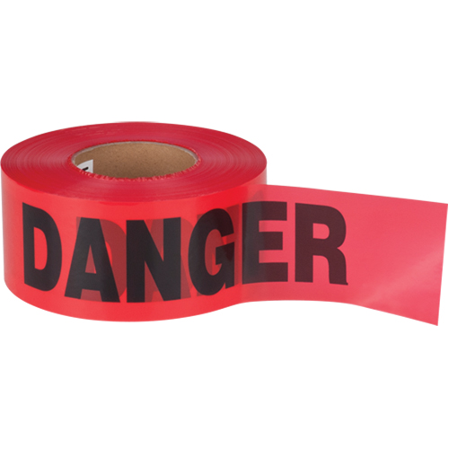 "Danger" Barricade Tape, Bilingual, 3" W x 1000' L, 1.5 mils, Black on Red Pryde Industrial Inc.
