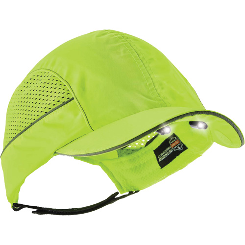Skullerz&reg; 8960 Long Brim Bump Cap with LED Lighting, High Visibility Lime Green Pryde Industrial Inc.
