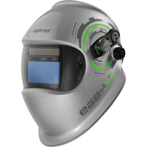 e684 Welding Helmets, 3.94" L x 1.97" W View Area, 4/5 - 13 Shade Range, Silver Pryde Industrial Inc.