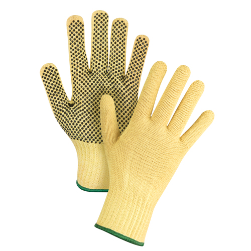 Gants tricot&eacute;s sans couture &agrave; pois, Taille Moyen/8, Calibre 7, Rev&ecirc;tement PVC, Enveloppe en Kevlar, ASTM ANSI niveau A2/EN 388 niveau 3 Pryde Industrial Inc.
