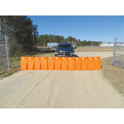 Traffic Barriers, Water-Filled, 62.25" L x 24" H, Orange Pryde Industrial Inc.