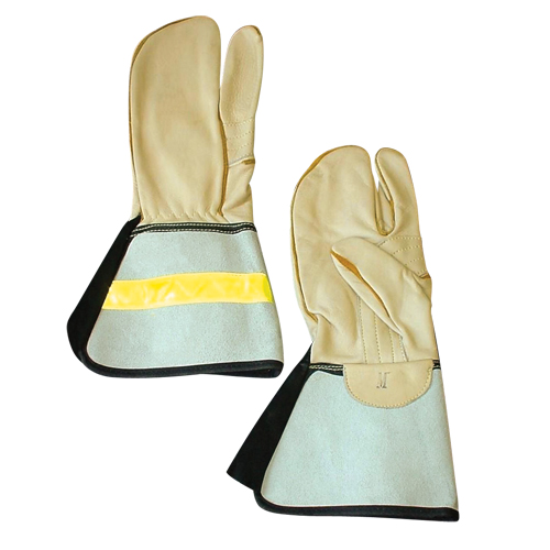 Gant &agrave; 3 doigts pour monteur de ligne, Moyen, Paume en Cuir fleur de vache Pryde Industrial Inc.