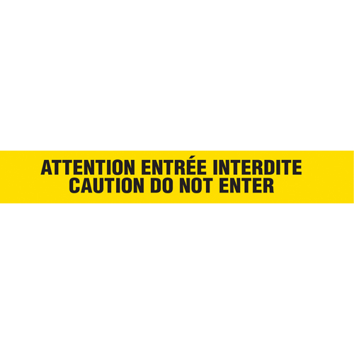Barricade Tape, Bilingual, 3" W x 1000' L, 3 mils, Black on Yellow Pryde Industrial Inc.
