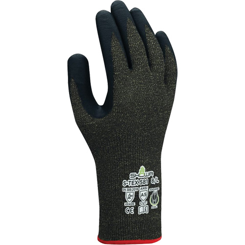 Gants r&eacute;sistants aux coupures S-TEX 581, Taille 6/Petit, Calibre 13, Rev&ecirc;tement Mousse de nitrile, Enveloppe en Acier inoxydable/Kevlar, ANSI/ISEA 105 niveau 5/EN 388 niveau E Pryde Industrial Inc.