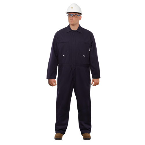 UltraSoft&reg; Arc Flash & FR Coveralls, Size 46, Navy Blue, 12.4 cal/cm2 Pryde Industrial Inc.
