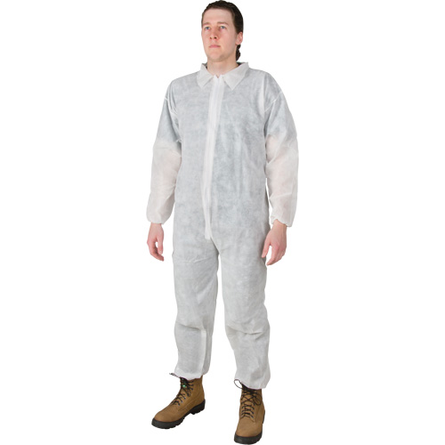 Coveralls, 4X-Large, White, Polypropylene Pryde Industrial Inc.