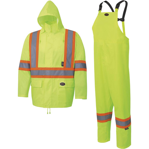 5619 150D Oxford Rain Suit, Polyester, 2X-Large, High Visibility Lime-Yellow Pryde Industrial Inc.