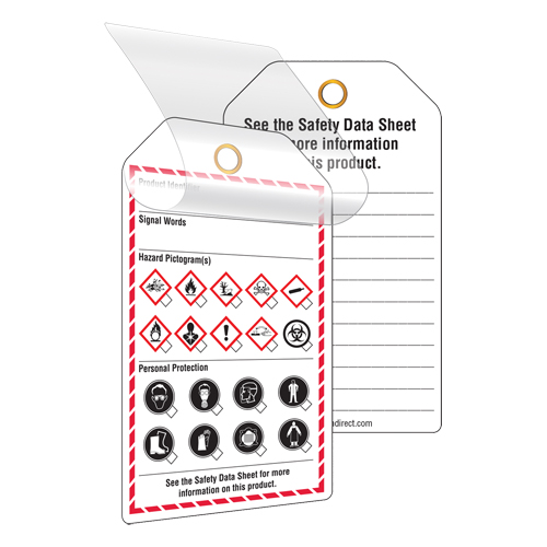 &eacute;tiquettes auto-plastifiantes pour le milieu de travail, Papier cartonn&eacute;, 3-3/8" la x 5-3/4" h, Anglais Pryde Industrial Inc.