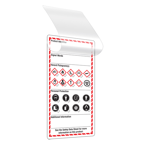 &eacute;tiquettes auto-plastifiantes pour le milieu de travail, Papier cartonn&eacute;, 3" la x 6" h, Anglais Pryde Industrial Inc.