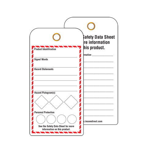 GHS Workplace Tags, Cardstock, 3" W x 6" H, English Pryde Industrial Inc.