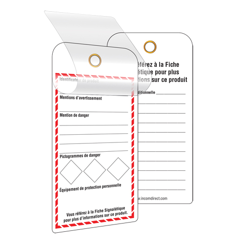&eacute;tiquettes SGH auto-plastifiantes pour le milieu de travail, Papier cartonn&eacute;, 3" la x 6" h, Français Pryde Industrial Inc.