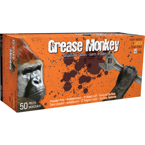 Grease Monkey&reg; Gloves, Medium, Latex, 15-mil, Powder-Free, Blue Pryde Industrial Inc.