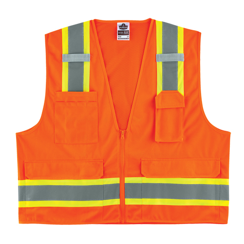 GloWear&reg; 8248Z Two-Tone Surveyors Vest, High Visibility Orange, Medium/Small, Polyester Pryde Industrial Inc.