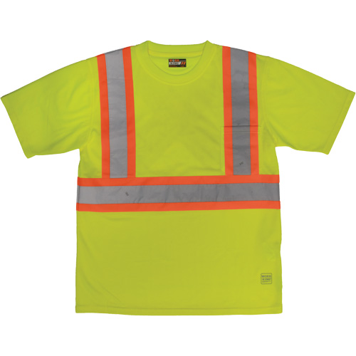 T-shirt de s&eacute;curit&eacute; avec poche &agrave; manches courtes, Polyester, Grand, Jaune lime haute visibilit&eacute; Pryde Industrial Inc.