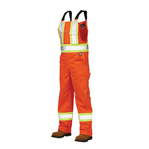 Salopettes de s&eacute;curit&eacute; non doubl&eacute;e, Poly-coton, Grand, Orange haute visibilit&eacute; Pryde Industrial Inc.