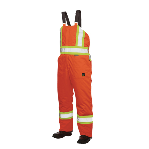 Lined Safety Overalls, Polyester/Polyurethane, Large, High Visibility Orange Pryde Industrial Inc.