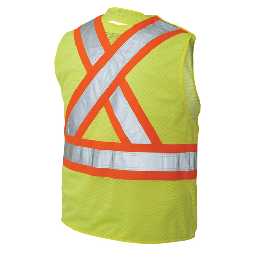 5-Point Tearaway Safety Vest, High Visibility Lime-Yellow, Large/X-Large, Polyester Pryde Industrial Inc.