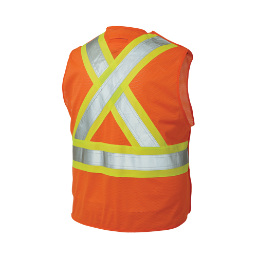 5-Point Tearaway Safety Vest, High Visibility Orange, Large/X-Large, Polyester Pryde Industrial Inc.