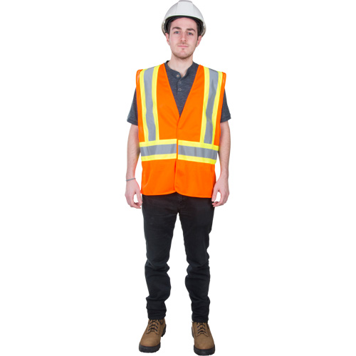 Traffic Safety Vest, High Visibility Orange, Medium, Polyester Pryde Industrial Inc.