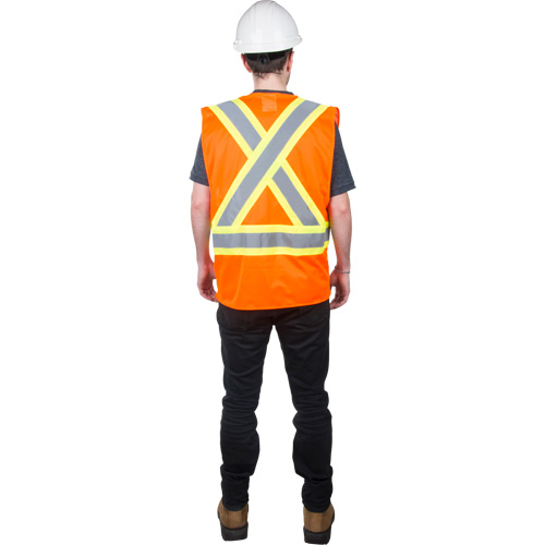 Traffic Safety Vest, High Visibility Orange, Medium, Polyester Pryde Industrial Inc.