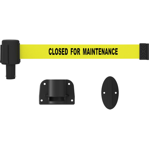 PLUS Wall Mount Barrier System, Plastic, Screw Mount, 15', Yellow Tape Pryde Industrial Inc.