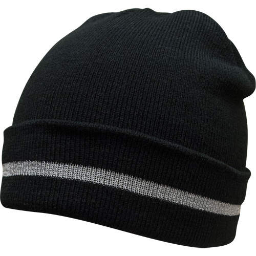 Knit Hat with Silver Reflective Stripe, One Size, Black Pryde Industrial Inc.