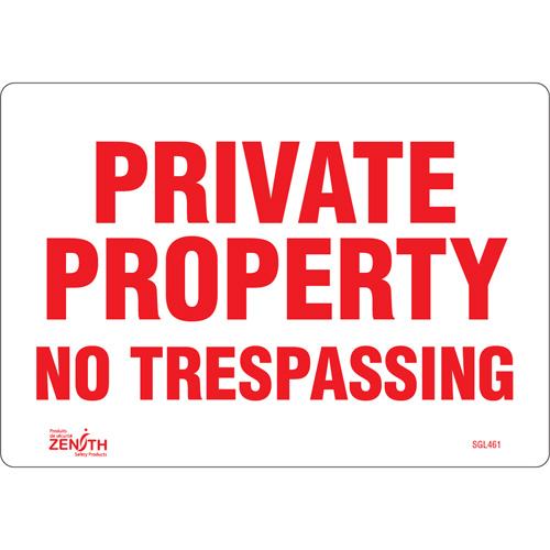"Private Property" Sign, 7" x 10", Vinyl, English Pryde Industrial Inc.