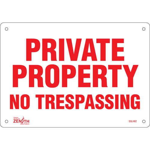 "Private Property" Sign, 7" x 10", Plastic, English Pryde Industrial Inc.