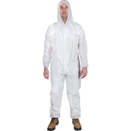 Hooded Coveralls, Medium, White, SMS Pryde Industrial Inc.