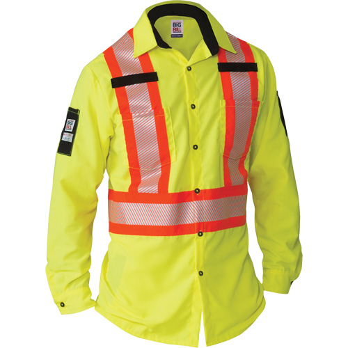 Chemise &agrave; manches longues haute visibilit&eacute; ind&eacute;chirable, Polyester, Petit, Jaune lime haute visibilit&eacute; Pryde Industrial Inc.