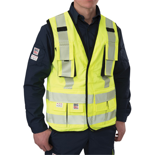 Veste antid&eacute;chirure pour arpenteur, Jaune lime haute visibilit&eacute;, Petit, Polyester Pryde Industrial Inc.