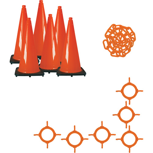 Traffic Cone & Chain Kit, 36", Orange Pryde Industrial Inc.