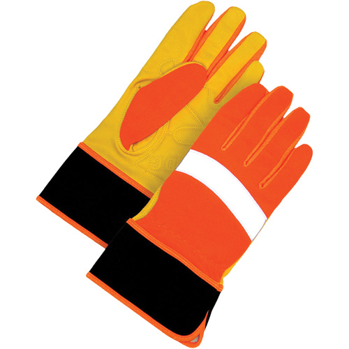 High Visibility Gloves, Size Large, Grain Leather Palm Pryde Industrial Inc.