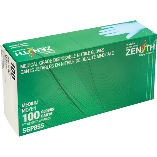 Puncture-Resistant Medical-Grade Disposable Gloves, Medium, Nitrile, 3.5-mil, Powder-Free, Blue, Class 2 Pryde Industrial Inc.