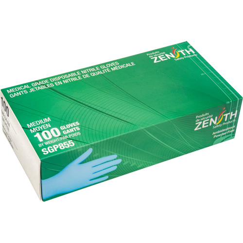 Puncture-Resistant Medical-Grade Disposable Gloves, Medium, Nitrile, 3.5-mil, Powder-Free, Blue, Class 2 Pryde Industrial Inc.