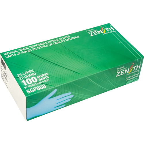 Gants jetables de calibre m&eacute;dical r&eacute;sistants &agrave; la perforation, 2T-Grand, Nitrile, 3,5 mils, Sans poudre, Bleu, Classe 2 Pryde Industrial Inc.