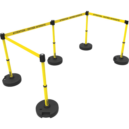 Ensemble de montants pour barri&egrave;re Plus, Plastique, 42" h, Ruban Jaune, Longueur du ruban 15' Pryde Industrial Inc.
