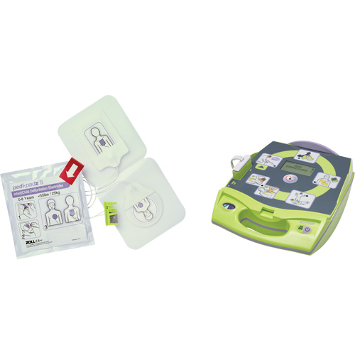 D&eacute;fibrillateur enti&egrave;rement automatis&eacute; AED Plus en anglais avec &eacute;lectrodes Pedi-Padz II suppl&eacute;mentaires, Automatique, Anglais, Classe 4 Pryde Industrial Inc.