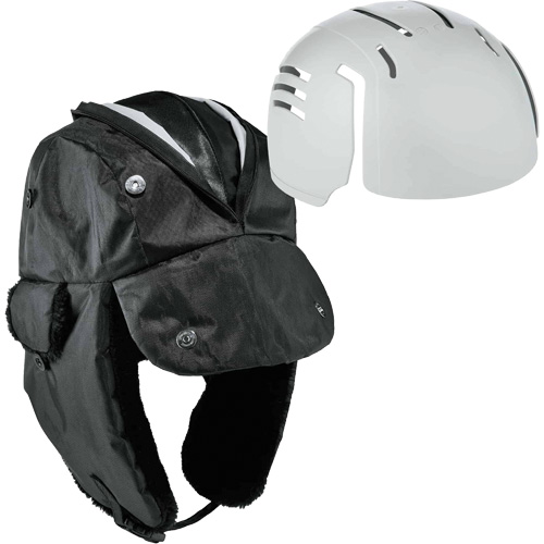 Chapeau de trappeur avec fermeture &agrave; glissi&egrave;re et casque antichoc &agrave; ins&eacute;rer N-Ferno, Doublure en Polyur&eacute;thane/Satin, Moyen/Petit, Noir Pryde Industrial Inc.
