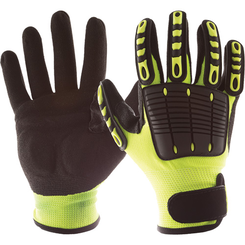 Gants de protection contre les chocs Back Tracker avec protection dorsale de la main, Petit, Paume en Nitrile, Poignet Boucle et crochet Pryde Industrial Inc.