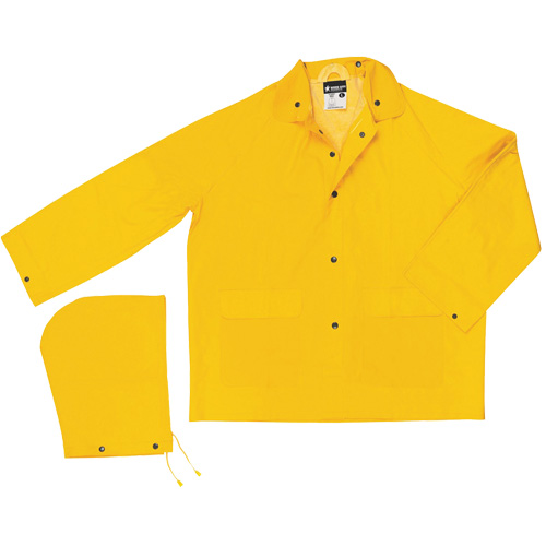 Classic Series Rain Jacket with Detachable Hood, Polyester/PVC, 2X-Large, Yellow Pryde Industrial Inc.