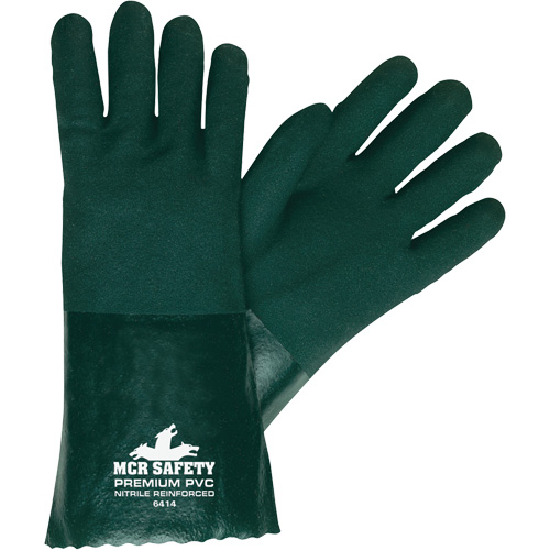 Chemical Resistant Gloves, Size Large, 14" L, PVC, Jersey Inner Lining Pryde Industrial Inc.