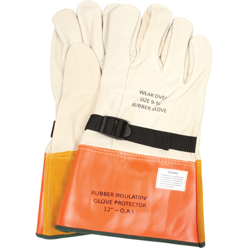 Leather Protector Gloves with Strap, Size 8, 12" L Pryde Industrial Inc.
