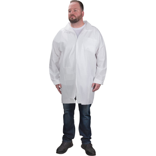 Protective Lab Coat, Microporous, White, Medium Pryde Industrial Inc.